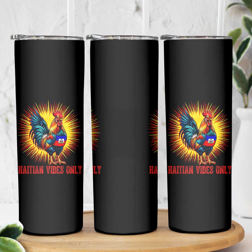 Proud Haitian Rooster Flag Skinny Tumbler Majestic National Symbol Haiti Heritage Pride