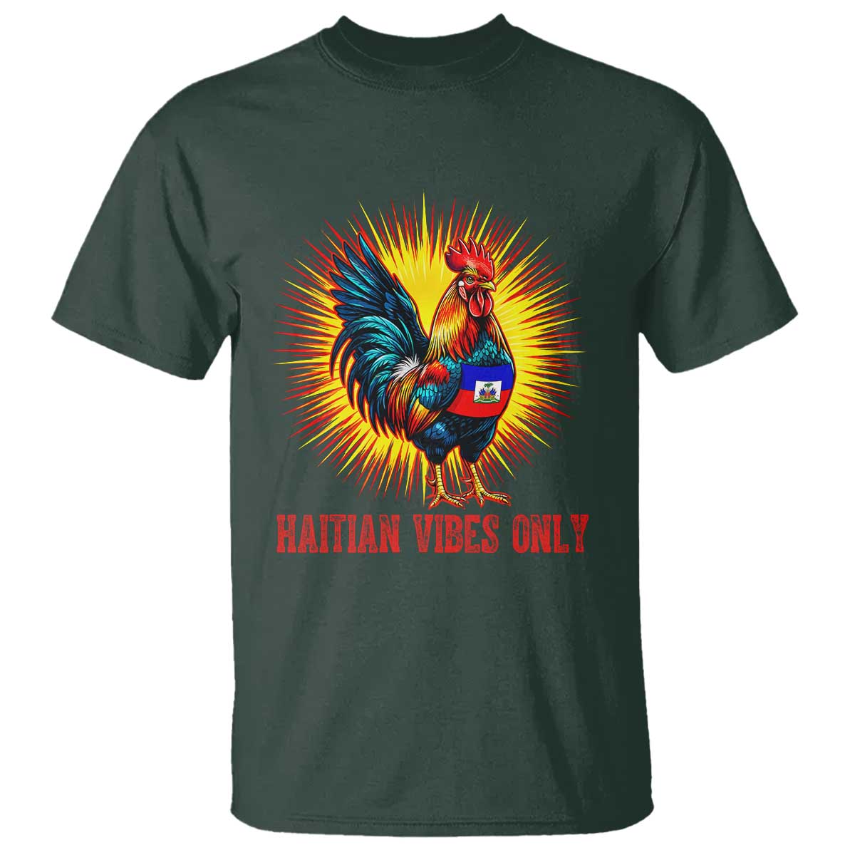 Proud Haitian Rooster Flag T Shirt Majestic National Symbol Haiti Heritage Pride