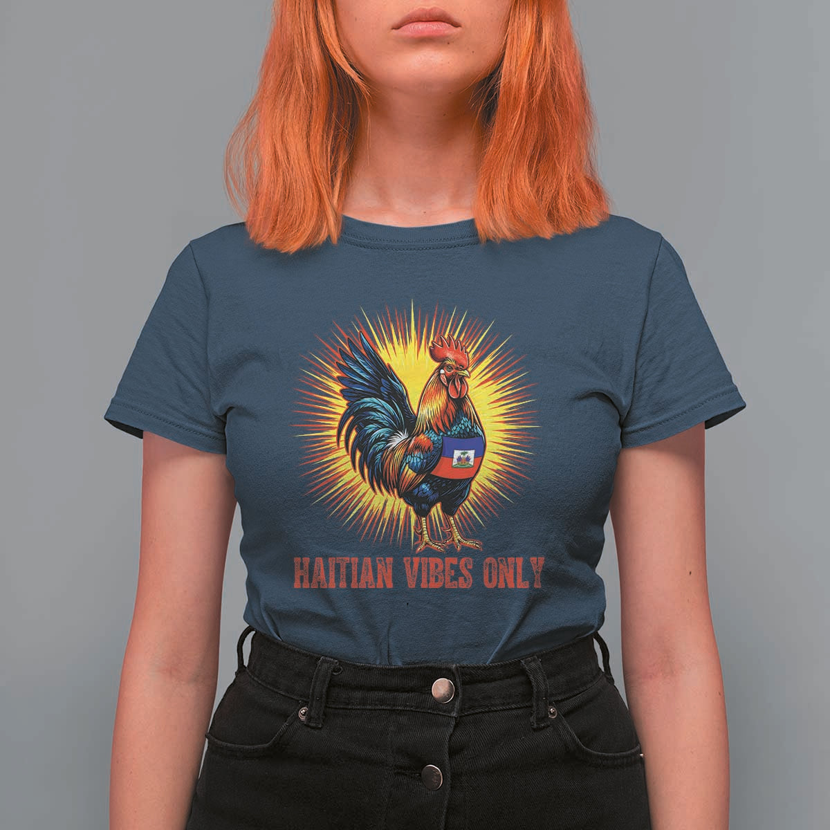 Proud Haitian Rooster Flag T Shirt For Women Majestic National Symbol Haiti Heritage Pride
