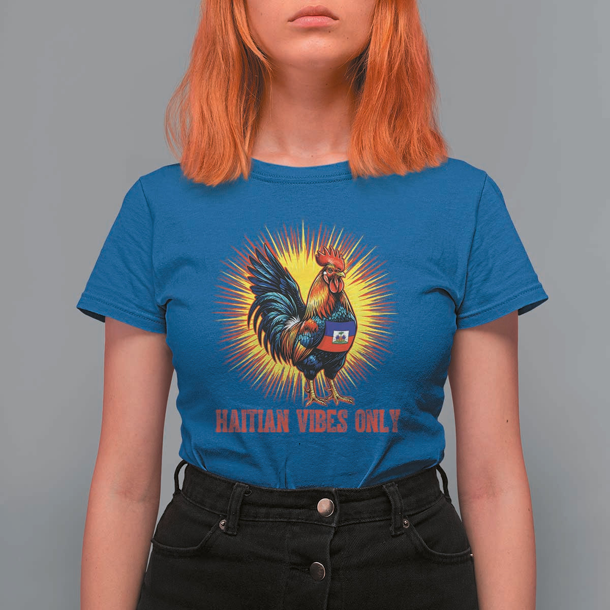 Proud Haitian Rooster Flag T Shirt For Women Majestic National Symbol Haiti Heritage Pride