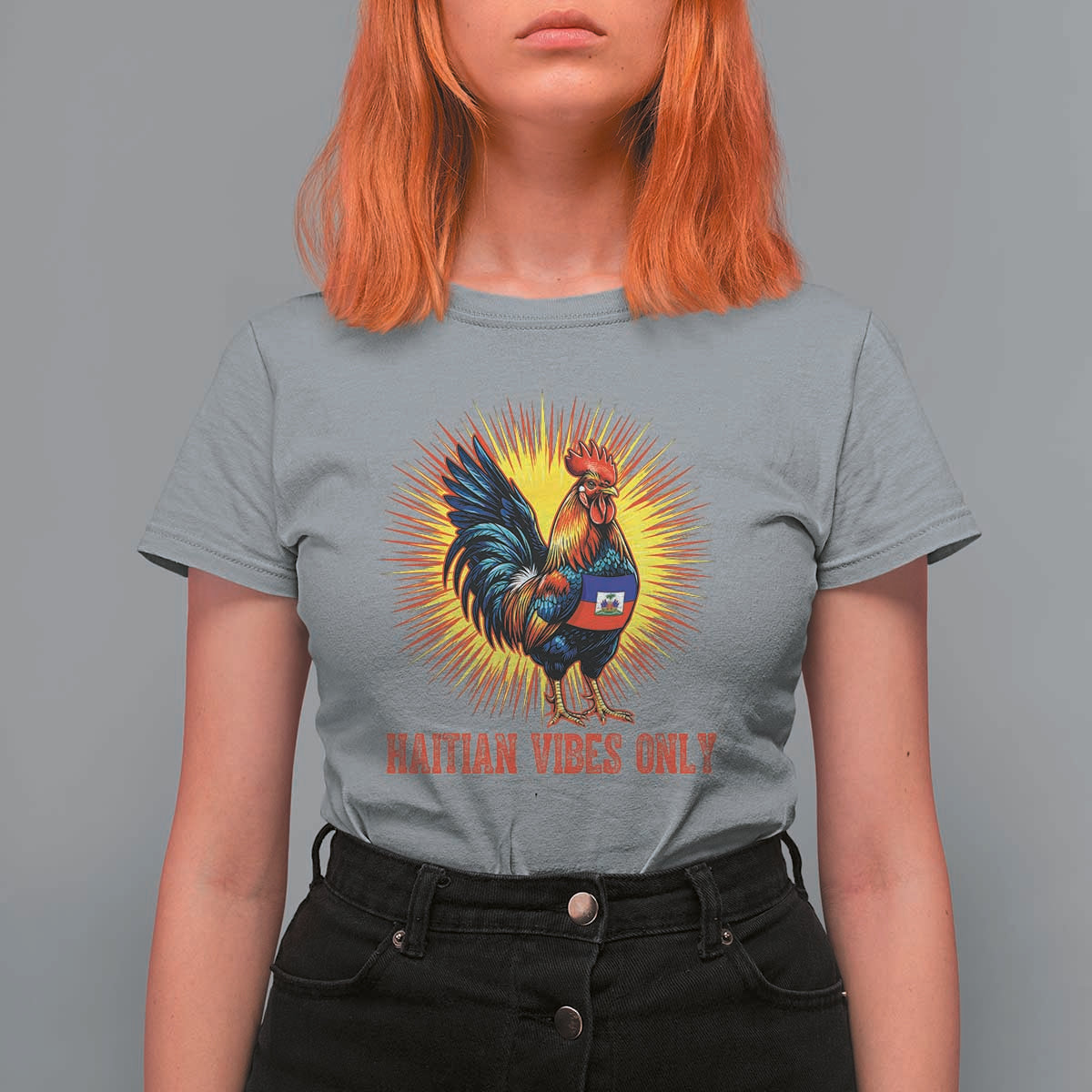 Proud Haitian Rooster Flag T Shirt For Women Majestic National Symbol Haiti Heritage Pride