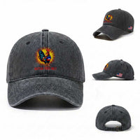 Proud Haitian Rooster Flag Washed Cotton Baseball Cap Majestic National Symbol Haiti Heritage Pride