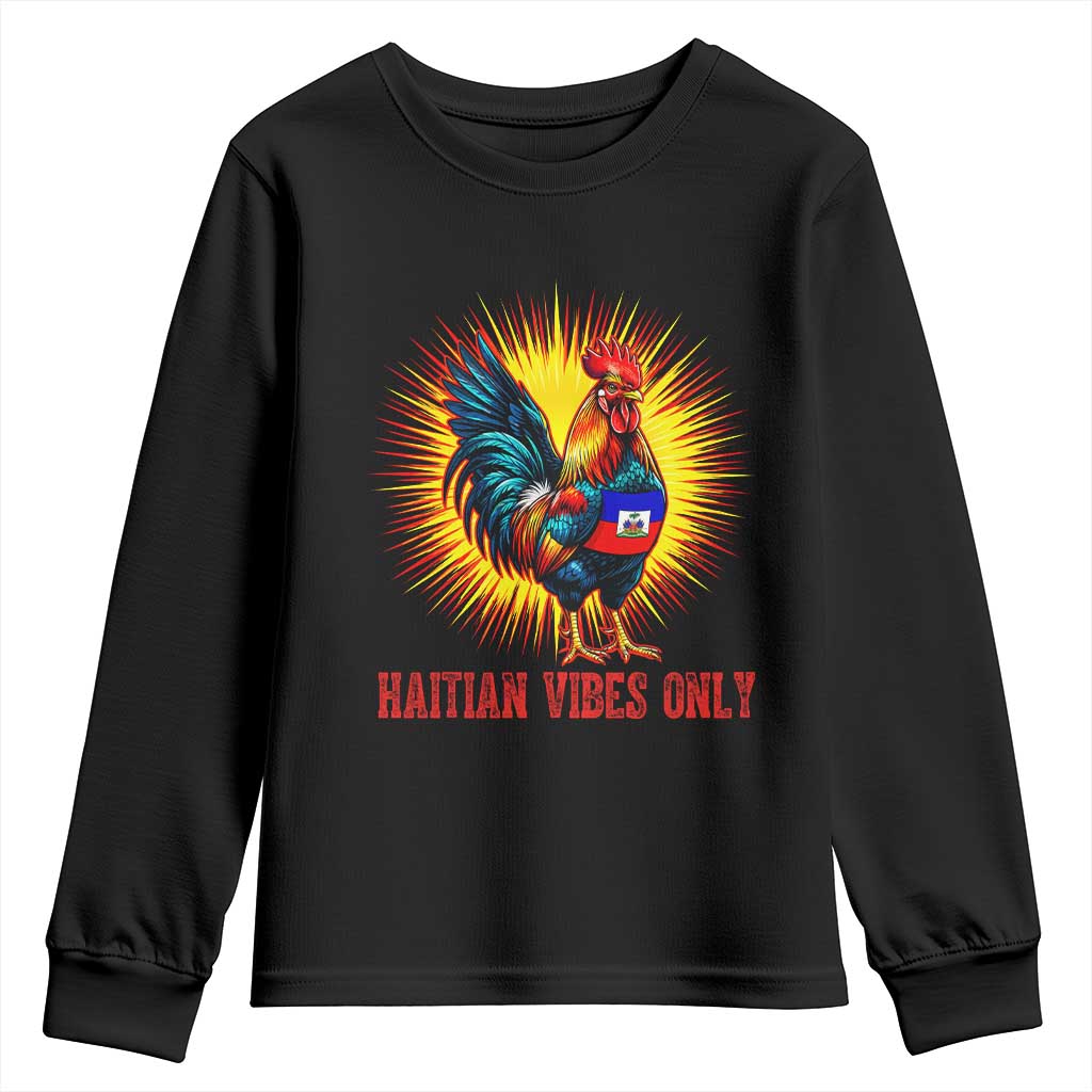 Proud Haitian Rooster Flag Youth Sweatshirt Majestic National Symbol Haiti Heritage Pride
