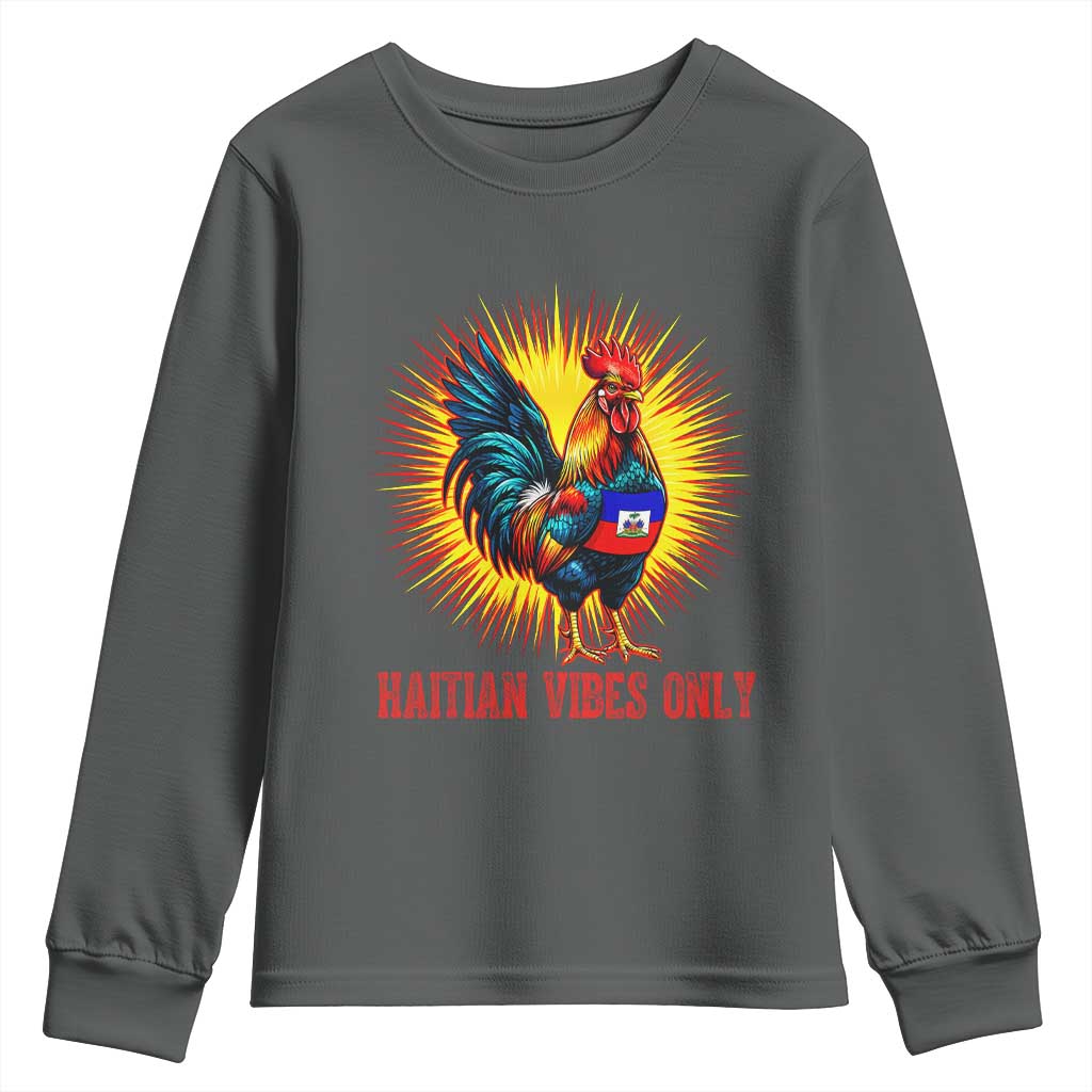 Proud Haitian Rooster Flag Youth Sweatshirt Majestic National Symbol Haiti Heritage Pride