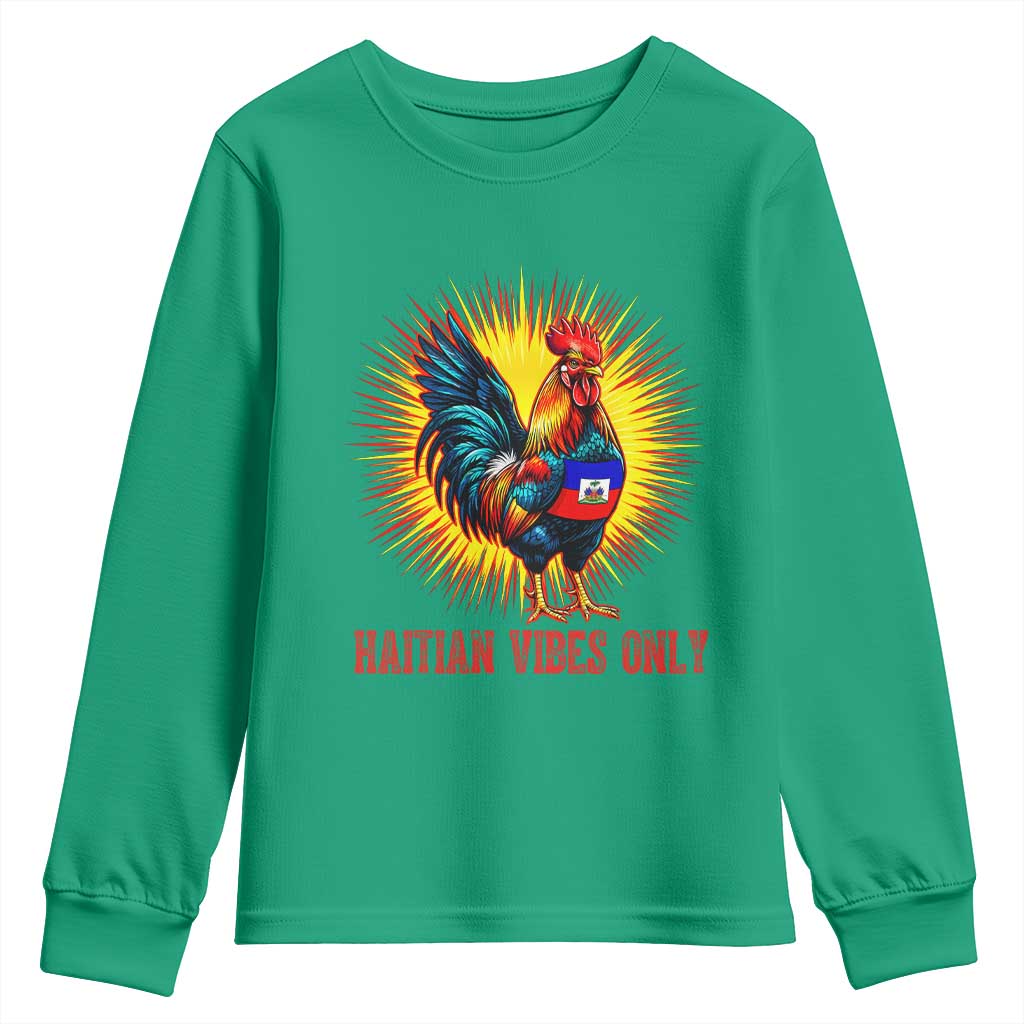 Proud Haitian Rooster Flag Youth Sweatshirt Majestic National Symbol Haiti Heritage Pride