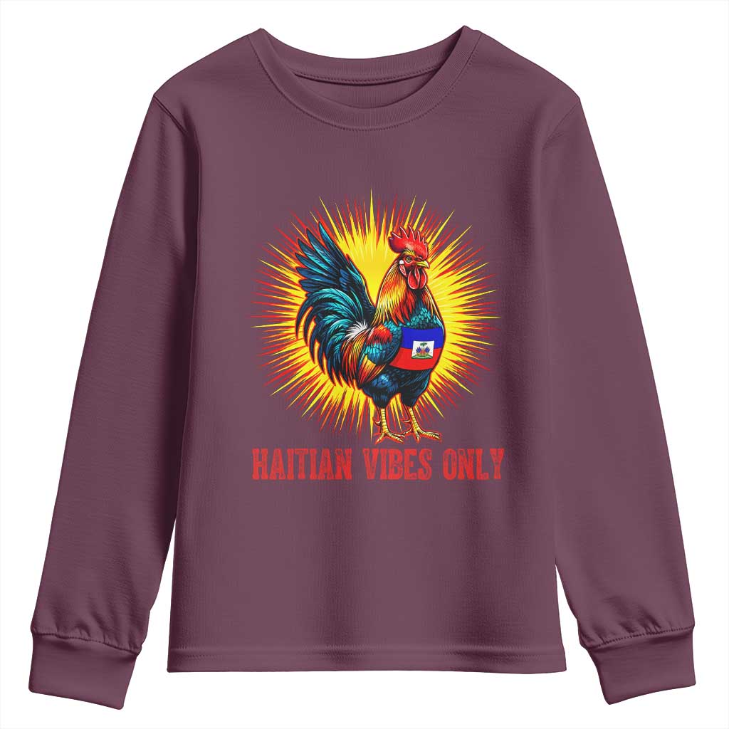 Proud Haitian Rooster Flag Youth Sweatshirt Majestic National Symbol Haiti Heritage Pride