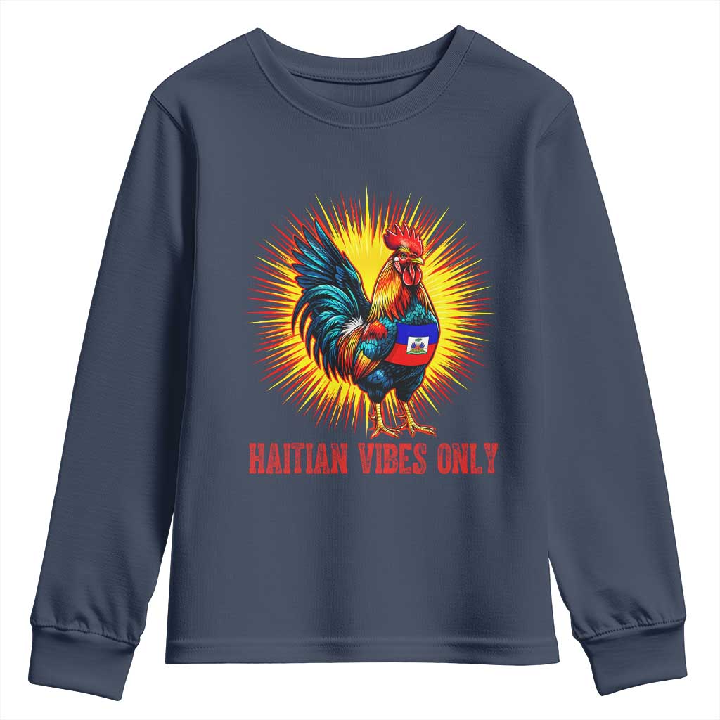 Proud Haitian Rooster Flag Youth Sweatshirt Majestic National Symbol Haiti Heritage Pride