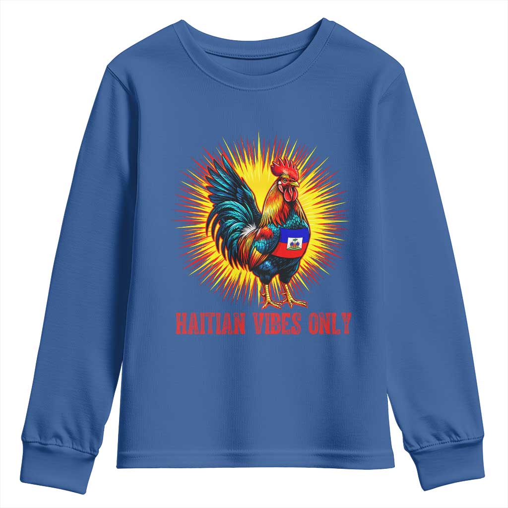 Proud Haitian Rooster Flag Youth Sweatshirt Majestic National Symbol Haiti Heritage Pride