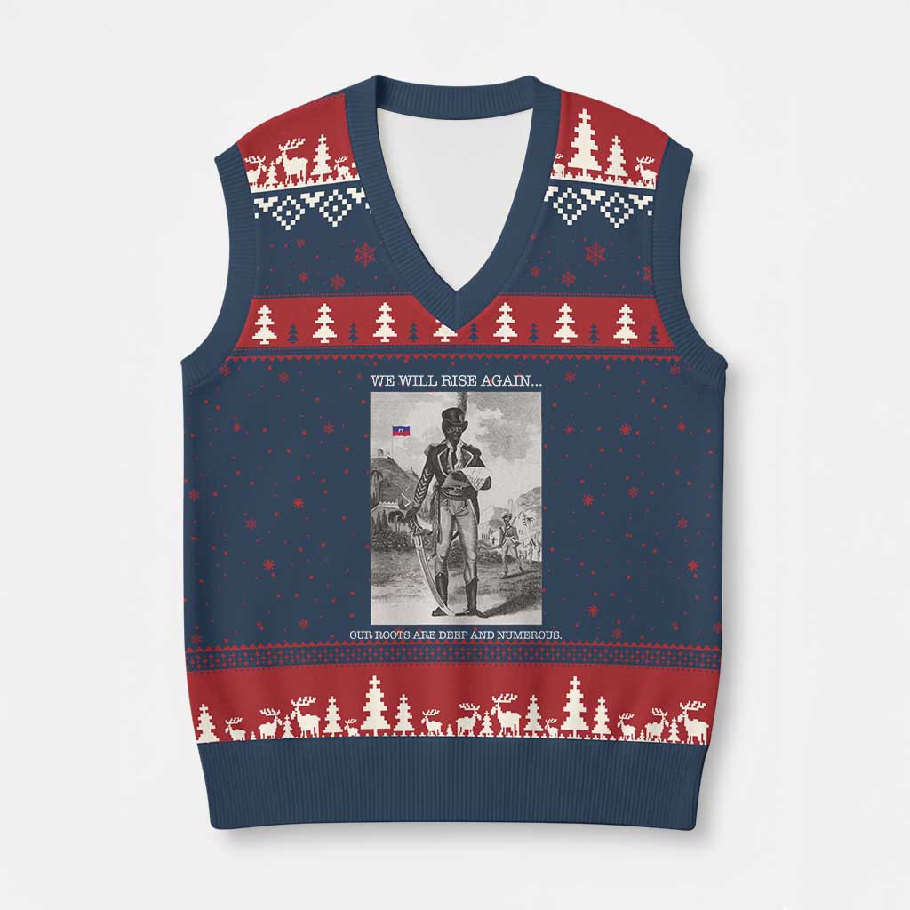 Haitian Revolution Toussaint Louverture V-Neck Knit Sweater Vest We Will Rise Again Historic Graphic