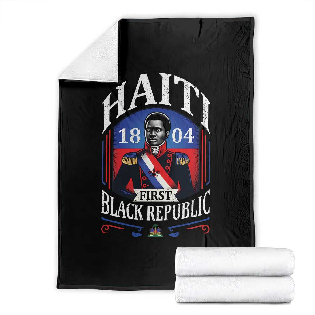 1804 First Black Republic Vintage Graphic Throw Blanket Jean Jacques Dessalines Historic