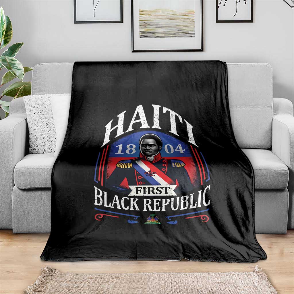 1804 First Black Republic Vintage Graphic Throw Blanket Jean Jacques Dessalines Historic