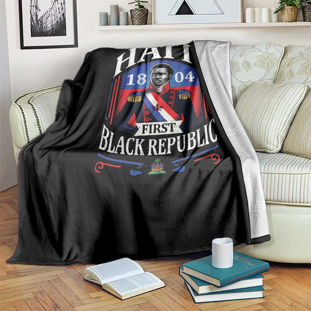 1804 First Black Republic Vintage Graphic Throw Blanket Jean Jacques Dessalines Historic