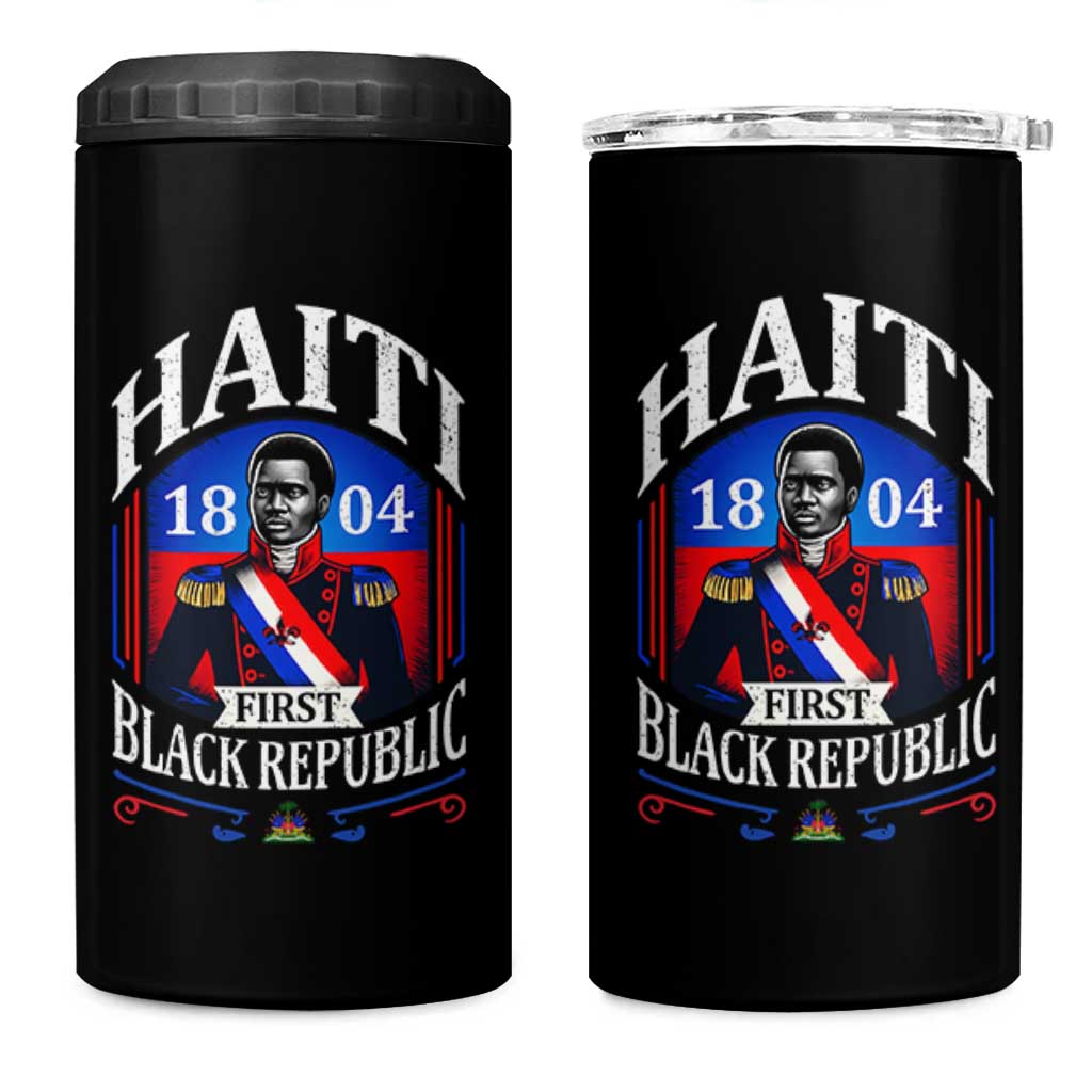 1804 First Black Republic Vintage Graphic 4 in 1 Can Cooler Tumbler Jean Jacques Dessalines Historic