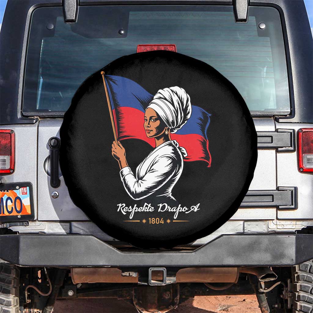 Respekte Drapo A 1804 Haitian Independence Day Spare Tire Cover Proud Haitian Woman Flag Heritage