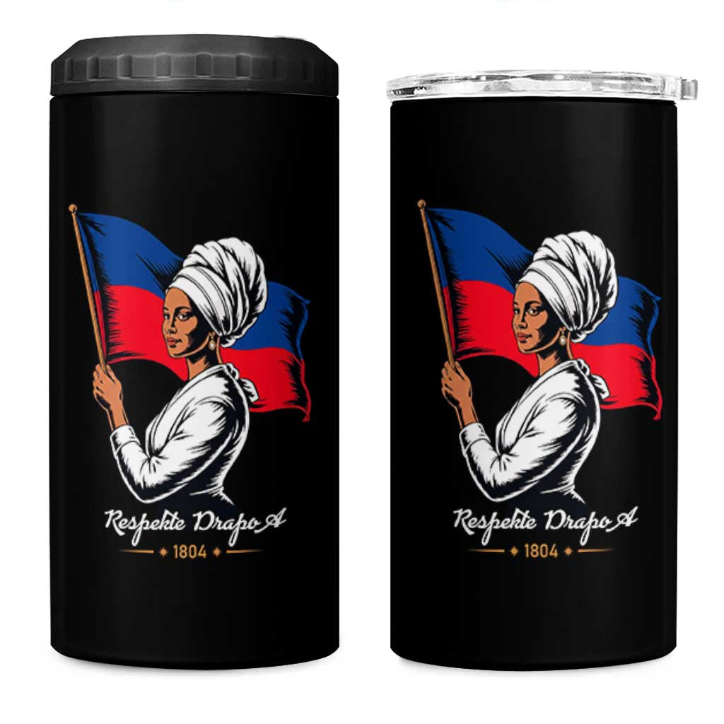 Respekte Drapo A 1804 Haitian Independence Day 4 in 1 Can Cooler Tumbler Proud Haitian Woman Flag Heritage