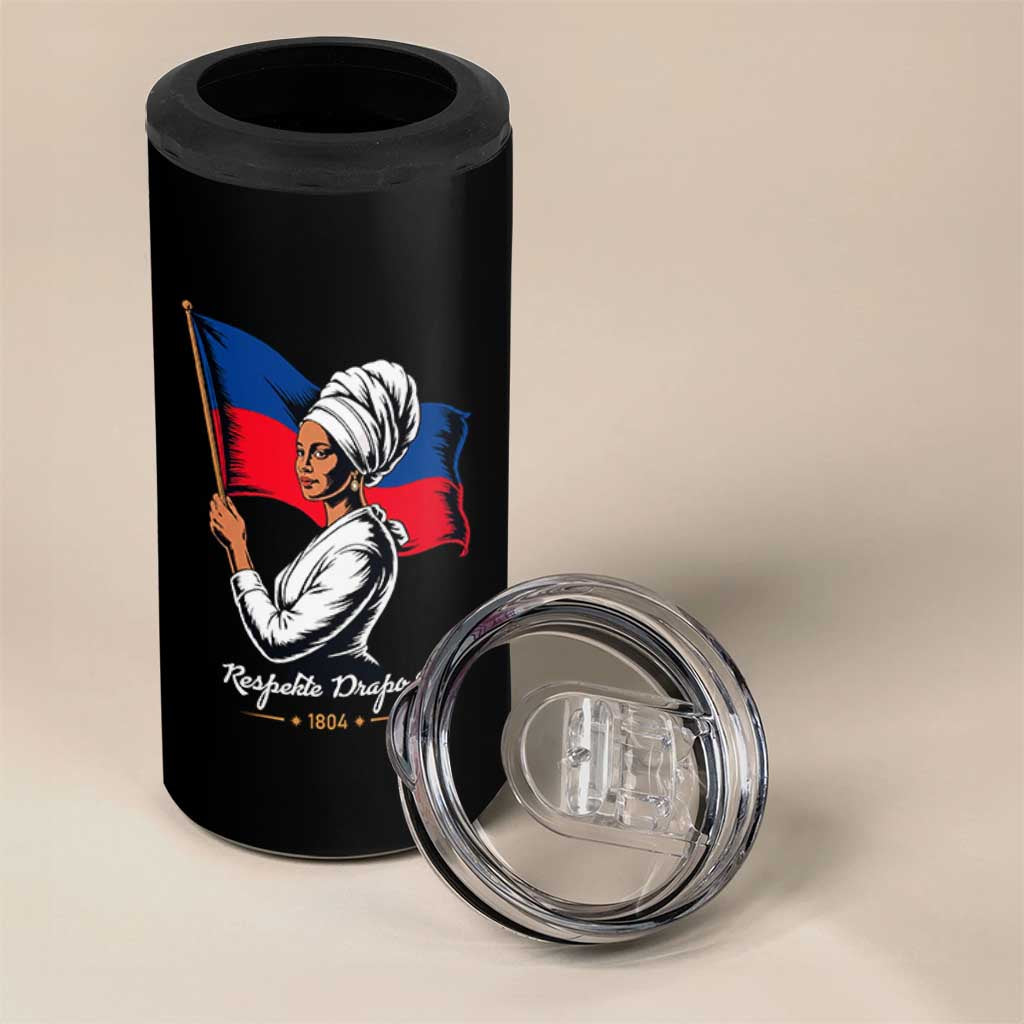 Respekte Drapo A 1804 Haitian Independence Day 4 in 1 Can Cooler Tumbler Proud Haitian Woman Flag Heritage
