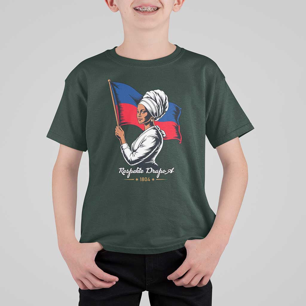 Respekte Drapo A 1804 Haitian Independence Day T Shirt For Kid Proud Haitian Woman Flag Heritage