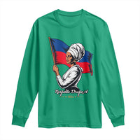 Respekte Drapo A 1804 Haitian Independence Day Long Sleeve Shirt Proud Haitian Woman Flag Heritage
