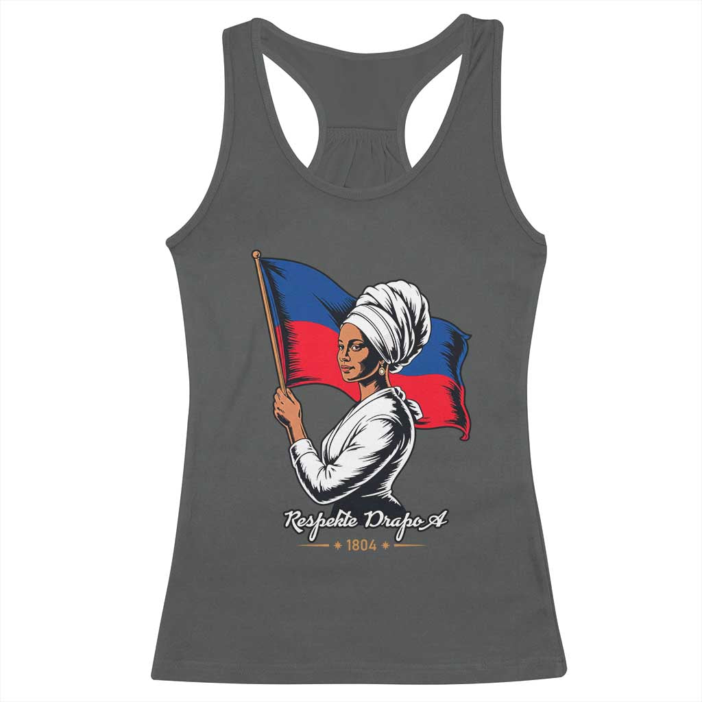 Respekte Drapo A 1804 Haitian Independence Day Racerback Tank Top Proud Haitian Woman Flag Heritage