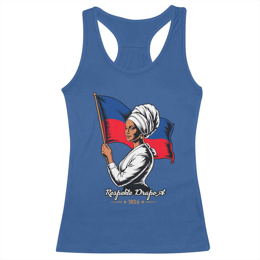 Respekte Drapo A 1804 Haitian Independence Day Racerback Tank Top Proud Haitian Woman Flag Heritage