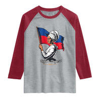 Respekte Drapo A 1804 Haitian Independence Day Raglan Shirt Proud Haitian Woman Flag Heritage