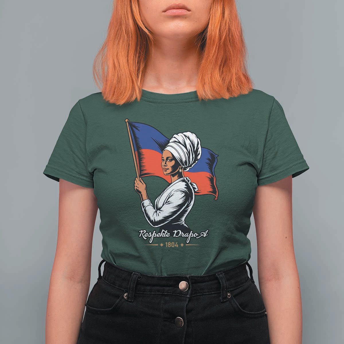 Respekte Drapo A 1804 Haitian Independence Day T Shirt For Women Proud Haitian Woman Flag Heritage