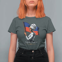 Respekte Drapo A 1804 Haitian Independence Day T Shirt For Women Proud Haitian Woman Flag Heritage
