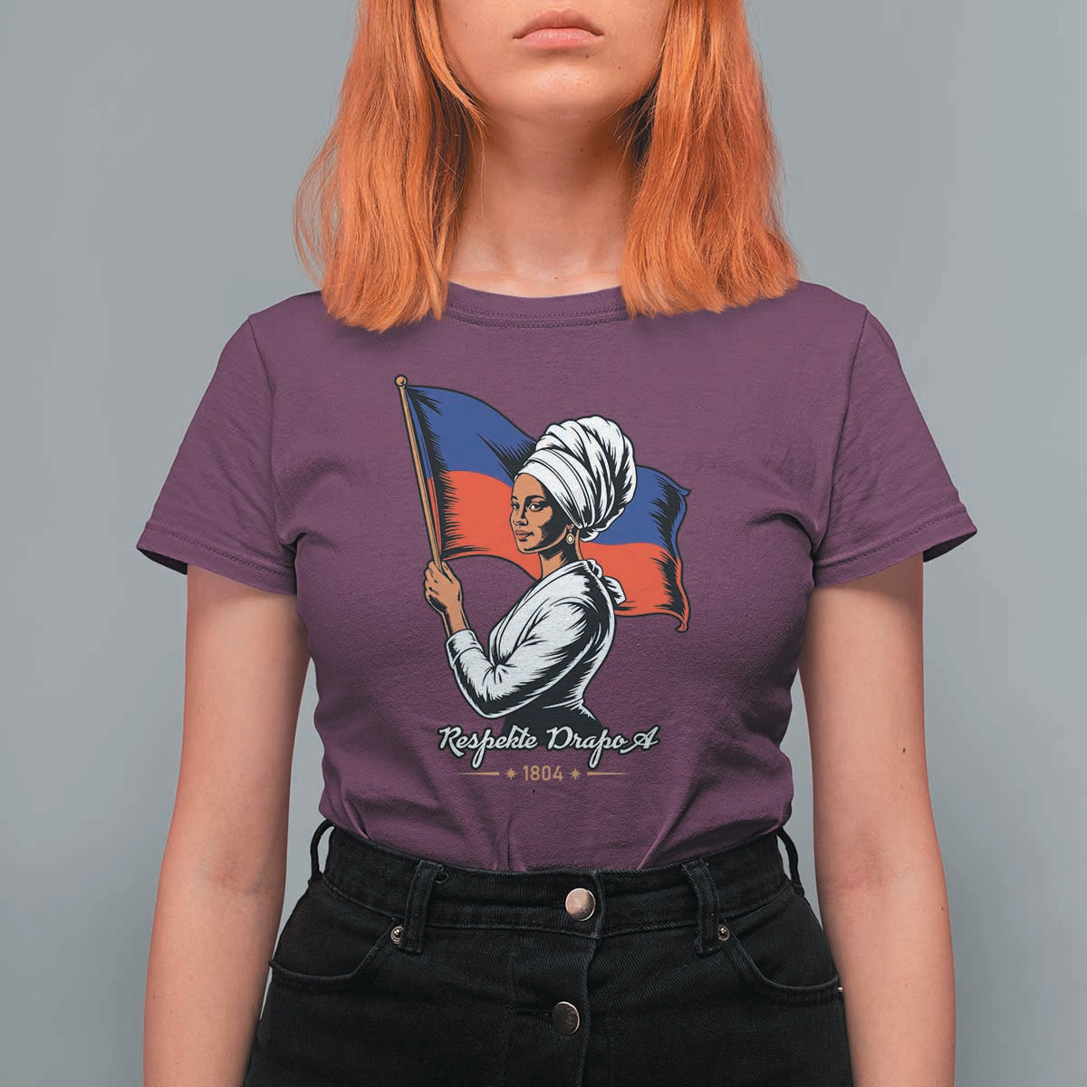 Respekte Drapo A 1804 Haitian Independence Day T Shirt For Women Proud Haitian Woman Flag Heritage