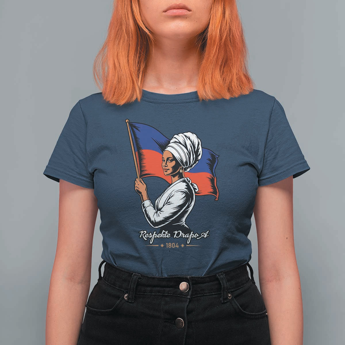 Respekte Drapo A 1804 Haitian Independence Day T Shirt For Women Proud Haitian Woman Flag Heritage