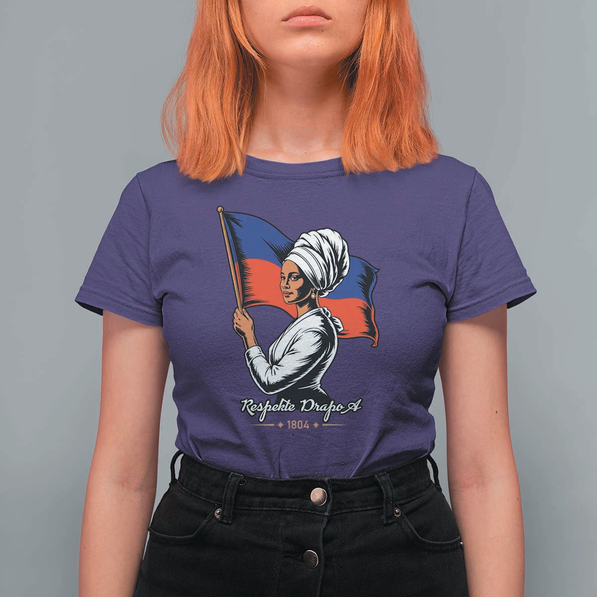 Respekte Drapo A 1804 Haitian Independence Day T Shirt For Women Proud Haitian Woman Flag Heritage