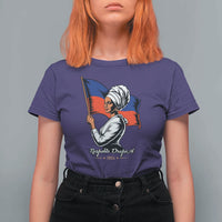 Respekte Drapo A 1804 Haitian Independence Day T Shirt For Women Proud Haitian Woman Flag Heritage