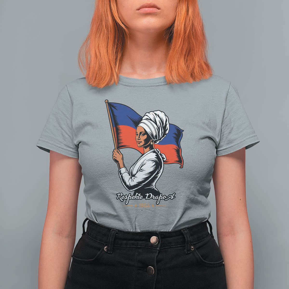 Respekte Drapo A 1804 Haitian Independence Day T Shirt For Women Proud Haitian Woman Flag Heritage