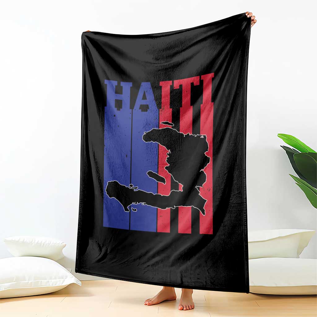 Vintage Retro Map of Haiti Throw Blanket Haitian Heritage Pride Travel Souvenir