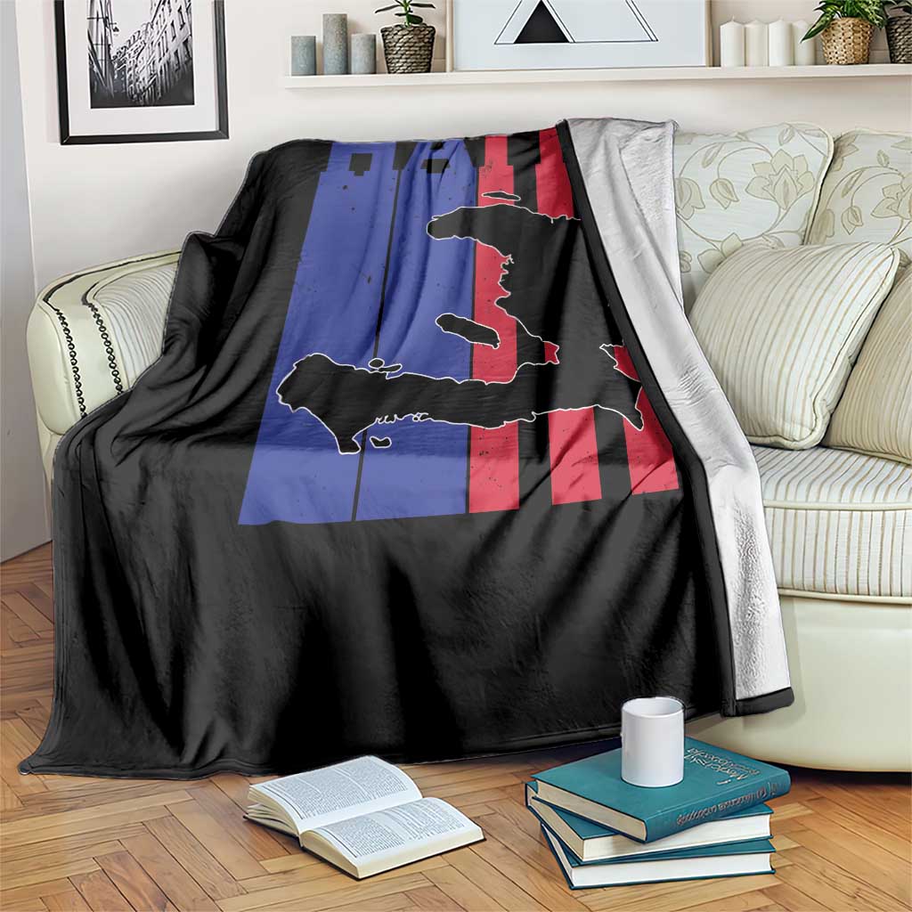 Vintage Retro Map of Haiti Throw Blanket Haitian Heritage Pride Travel Souvenir