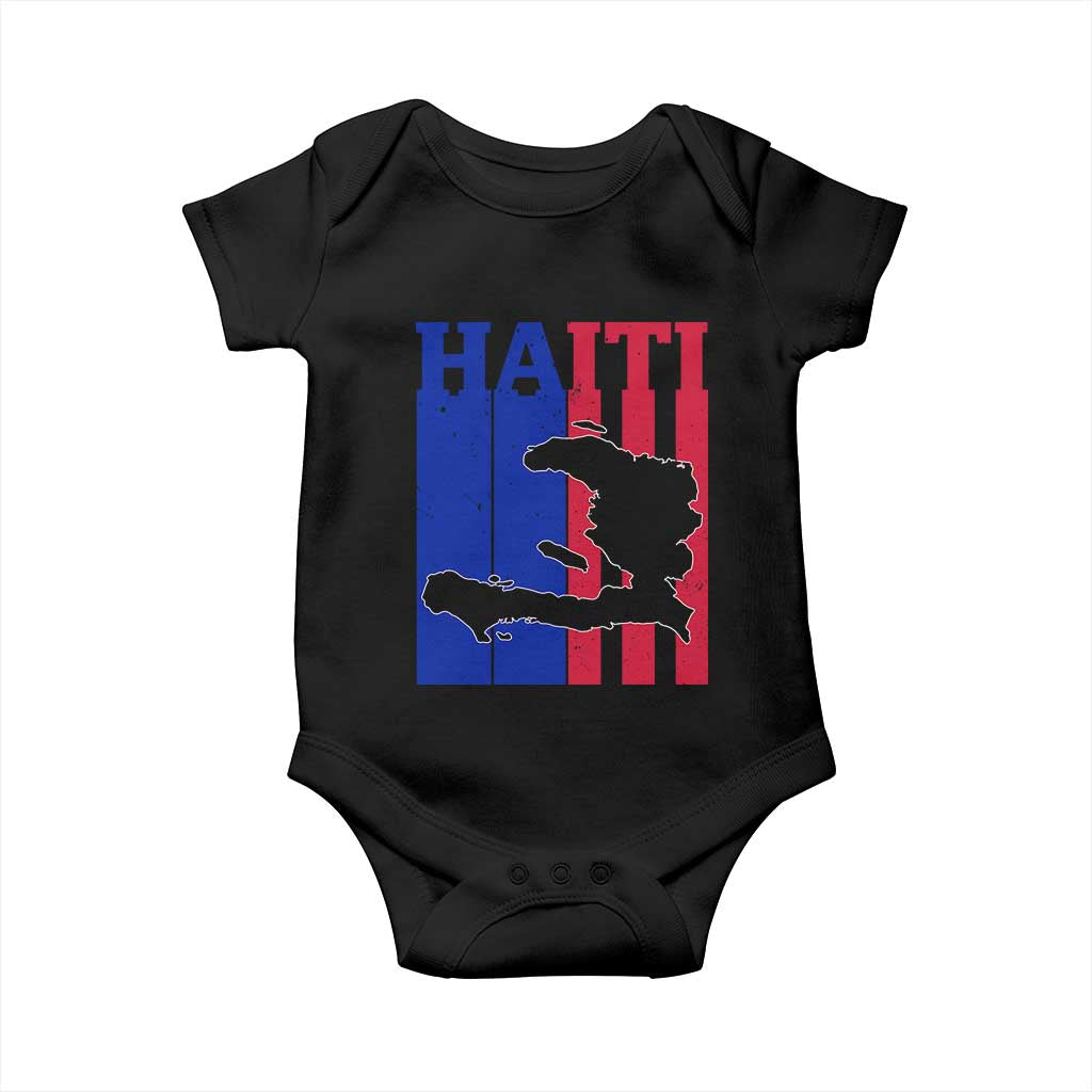 Vintage Retro Map of Haiti Baby Onesie Haitian Heritage Pride Travel Souvenir