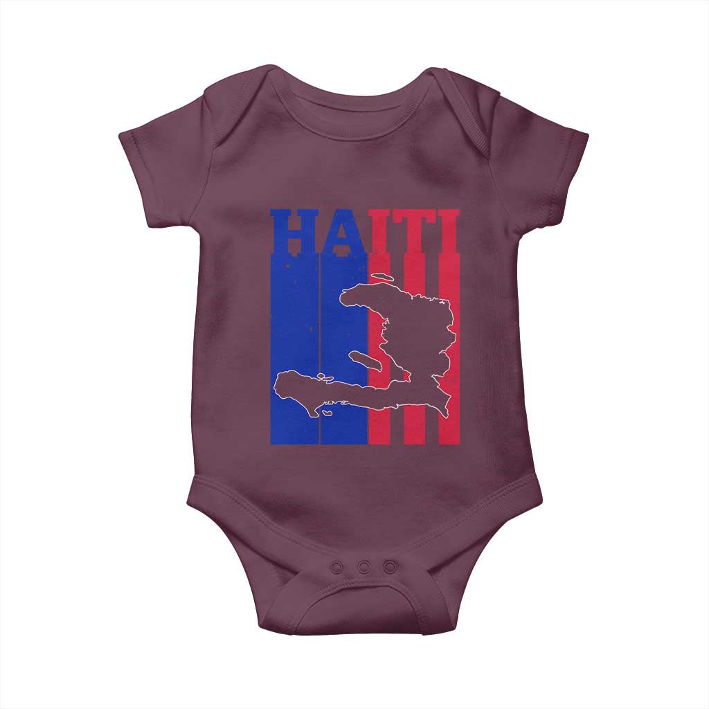 Vintage Retro Map of Haiti Baby Onesie Haitian Heritage Pride Travel Souvenir