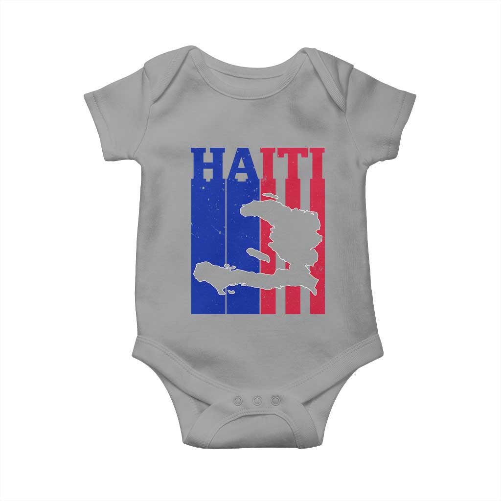 Vintage Retro Map of Haiti Baby Onesie Haitian Heritage Pride Travel Souvenir