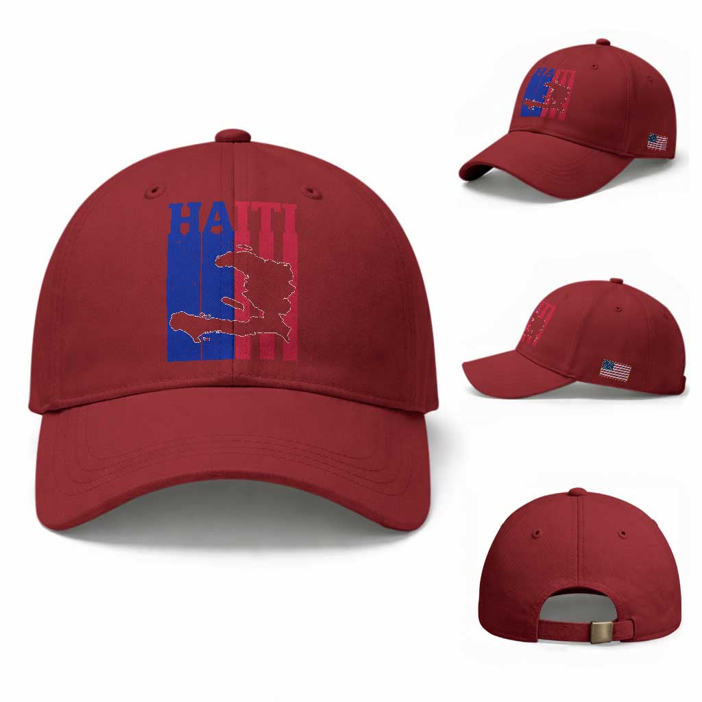 Vintage Retro Map of Haiti Baseball Cap Haitian Heritage Pride Travel Souvenir