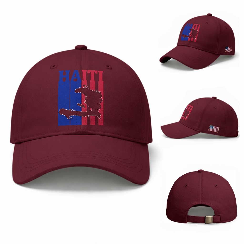 Vintage Retro Map of Haiti Baseball Cap Haitian Heritage Pride Travel Souvenir