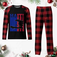 Vintage Retro Map of Haiti Plaid Pajama Set Haitian Heritage Pride Travel Souvenir