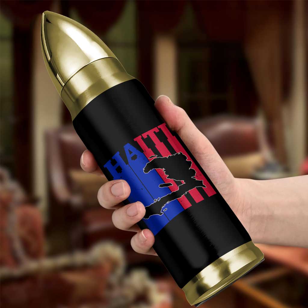 Vintage Retro Map of Haiti Bullet Tumbler Haitian Heritage Pride Travel Souvenir