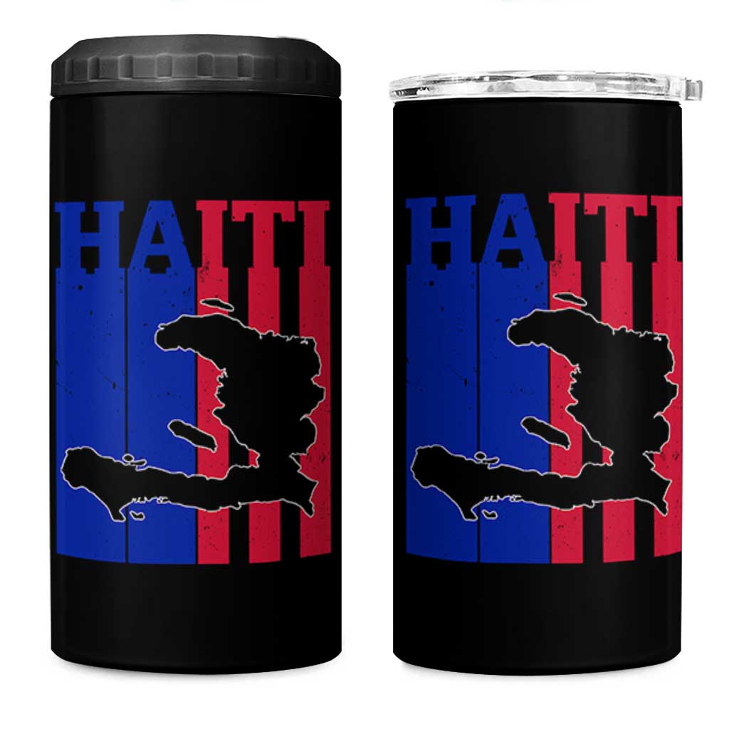 Vintage Retro Map of Haiti 4 in 1 Can Cooler Tumbler Haitian Heritage Pride Travel Souvenir