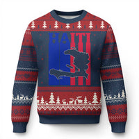 Vintage Retro Map of Haiti Ugly Christmas Sweater Haitian Heritage Pride Travel Souvenir