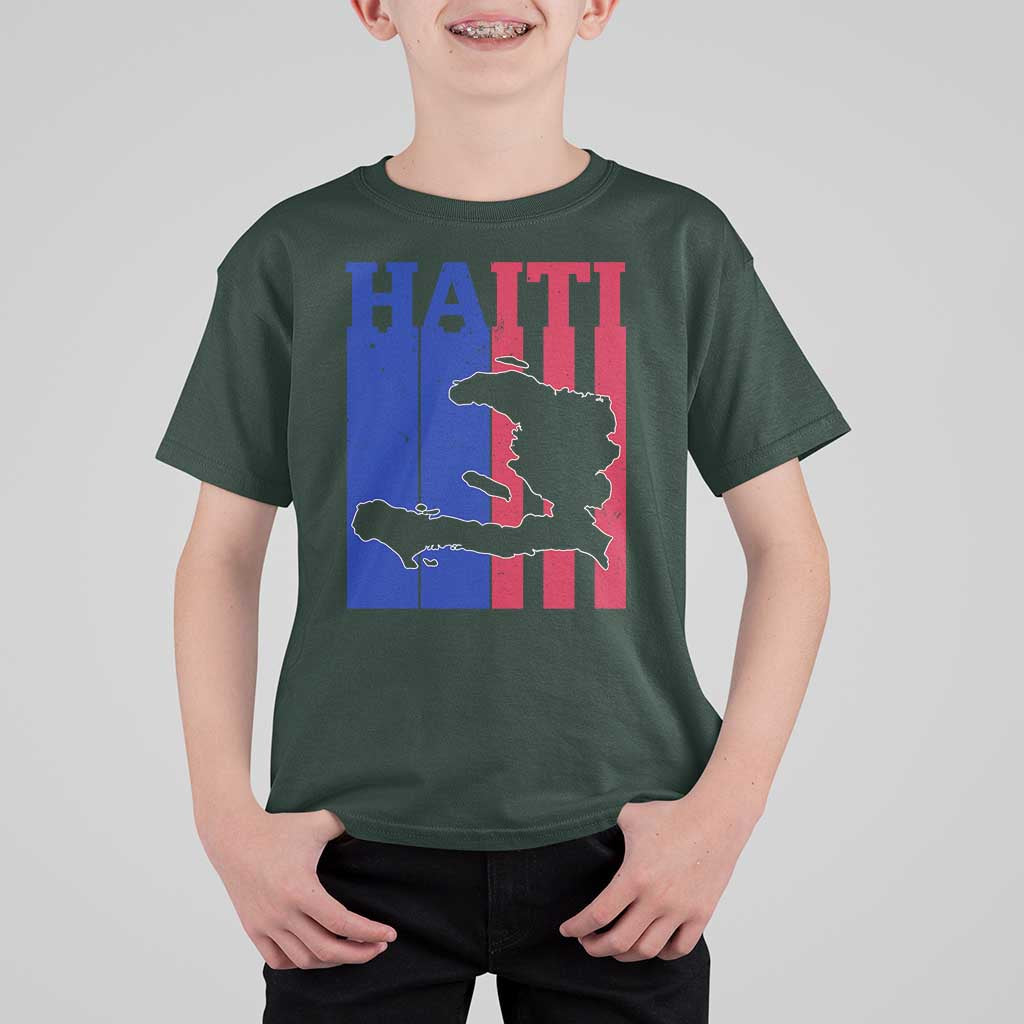 Vintage Retro Map of Haiti T Shirt For Kid Haitian Heritage Pride Travel Souvenir