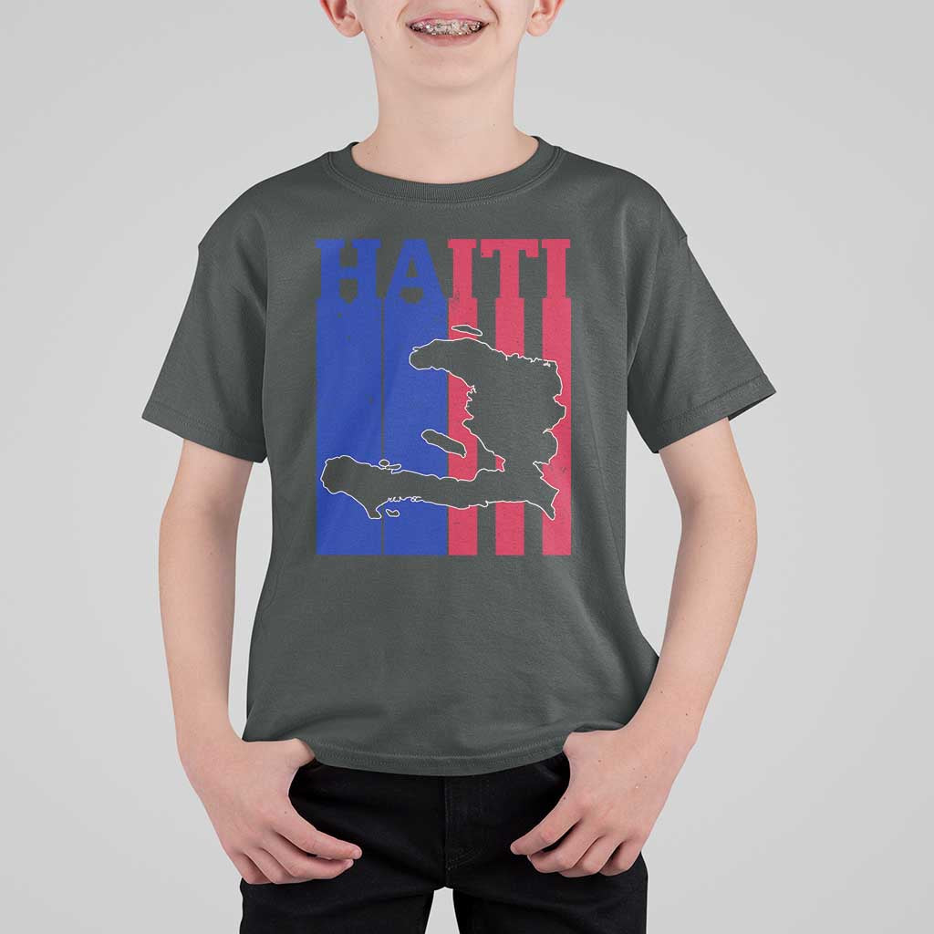 Vintage Retro Map of Haiti T Shirt For Kid Haitian Heritage Pride Travel Souvenir