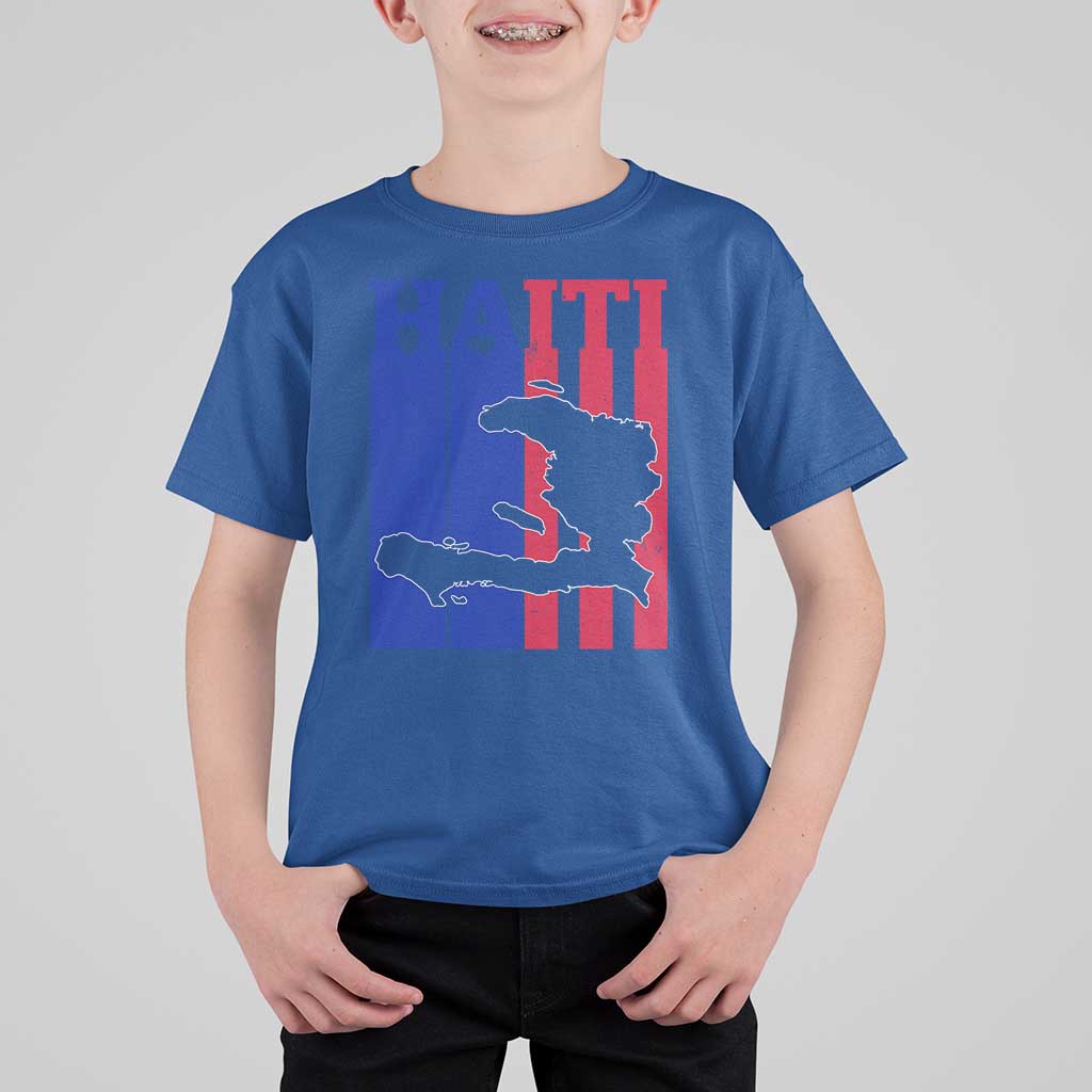 Vintage Retro Map of Haiti T Shirt For Kid Haitian Heritage Pride Travel Souvenir