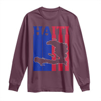 Vintage Retro Map of Haiti Long Sleeve Shirt Haitian Heritage Pride Travel Souvenir