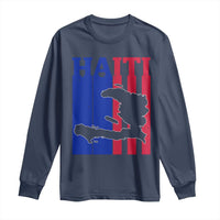 Vintage Retro Map of Haiti Long Sleeve Shirt Haitian Heritage Pride Travel Souvenir