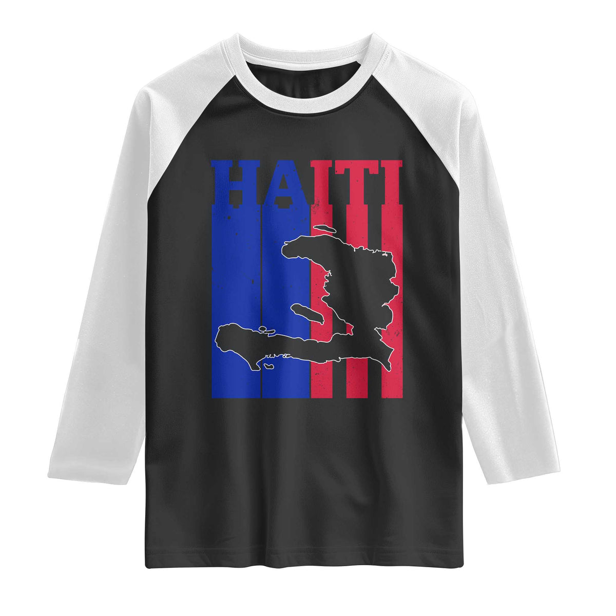 Vintage Retro Map of Haiti Raglan Shirt Haitian Heritage Pride Travel Souvenir