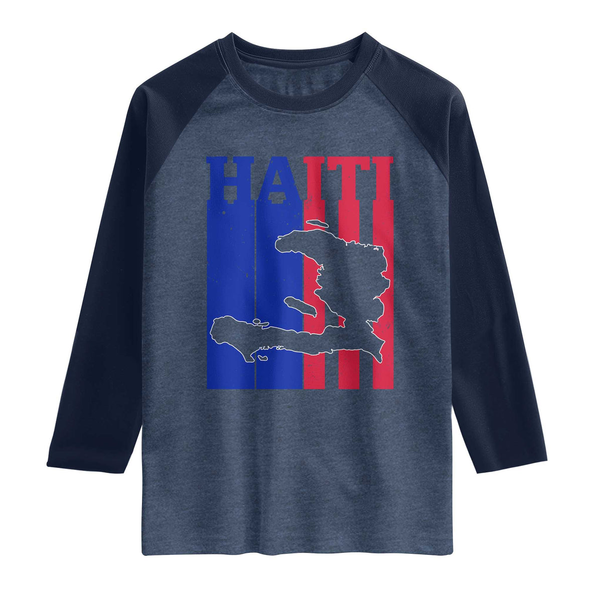 Vintage Retro Map of Haiti Raglan Shirt Haitian Heritage Pride Travel Souvenir